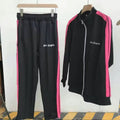 Palm Angels Black Pink Side Stripe Tracksuit 2 Piece Set Zip Jacket + Sweatpants Unisex Streetwear