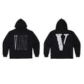 VLONE Gradient Silver Distressed Big V Hoodie Black