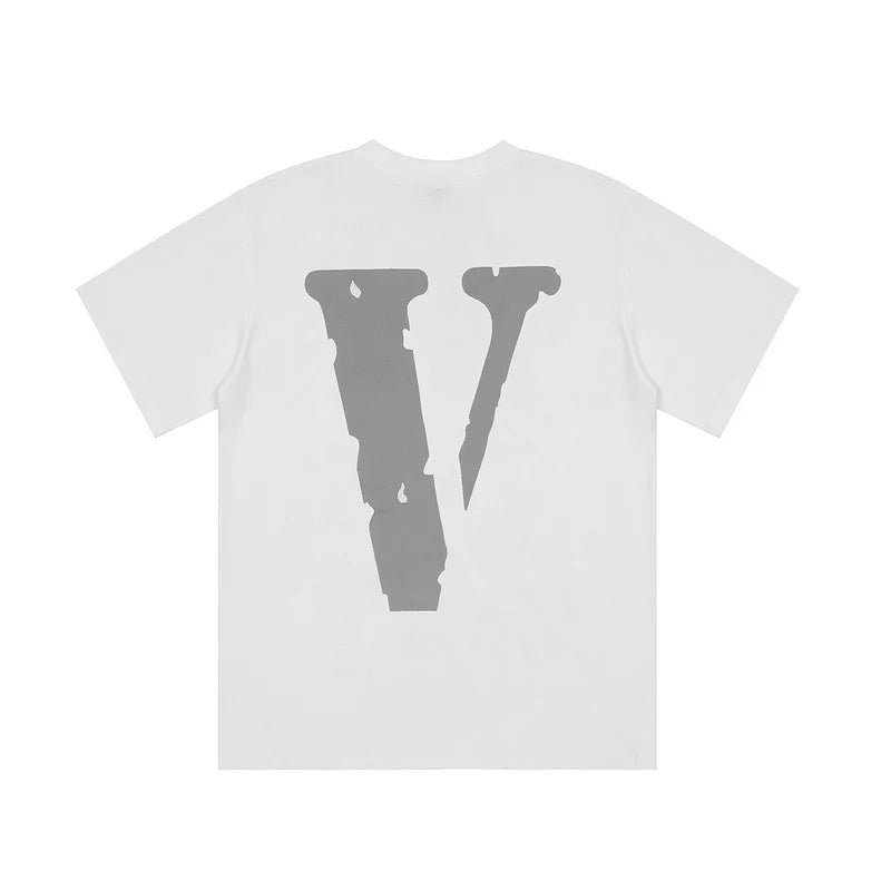 VLONE Distressed Big V Logo Short Sleeve T‑Shirt