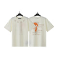 Palm Angels Cream Neck Gothic Print Tee