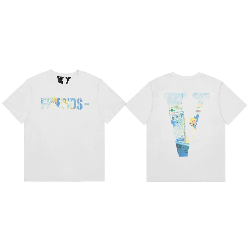 VLONE Van Gogh Art Painting FRIENDS‑ Big V Logo Short Sleeve T‑Shirt