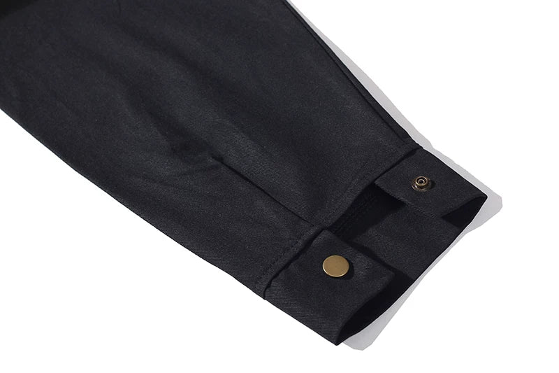 VLONE Embroidered Black Oversized Street‑wear Work Jacket
