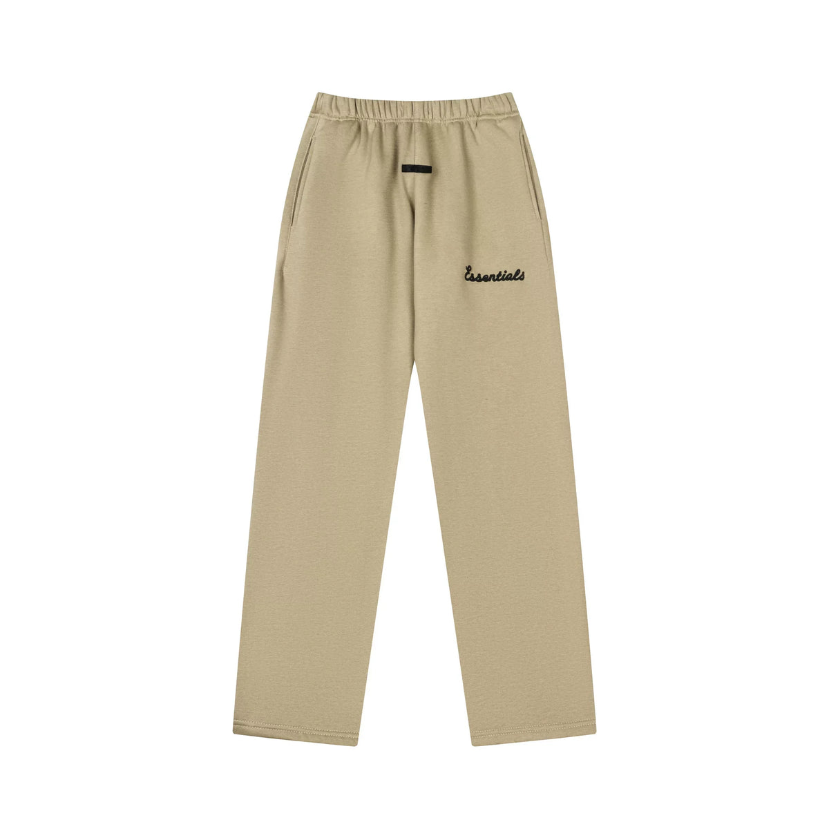 Fog Essentials Warm‑Tone Tan Loose Straight‑Leg Embroidered Street‑wear Sweatpants