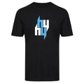 Yelir Blue White Stacked NY Letter Graphic Black Casual Short Sleeve Tee