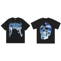Revenge Blue 3D Chrome Shattered Skull Graphic T‑Shirt