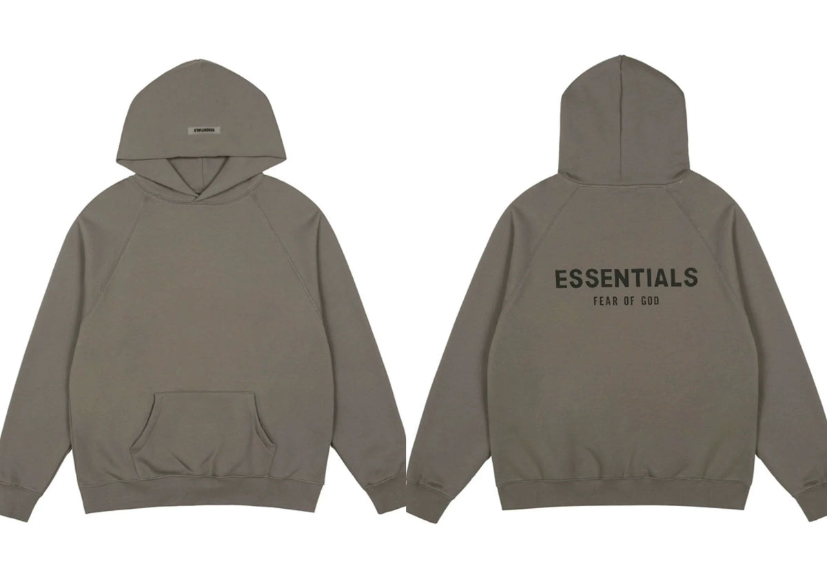 Fog Essentials Taupe‑Brown Oversized Hoodie Double‑Sided Logo