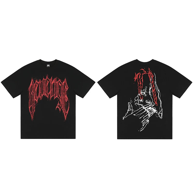 Revenge Red Sketch Portrait Graphic T‑Shirt