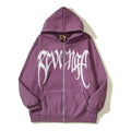 Revenge White Big Logo Contrast‑Stitch Zip Up Hoodie