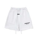 Fog Essentials White Elastic Waist Drawstring Logo Print Casual Street‑Wear Sweat Shorts