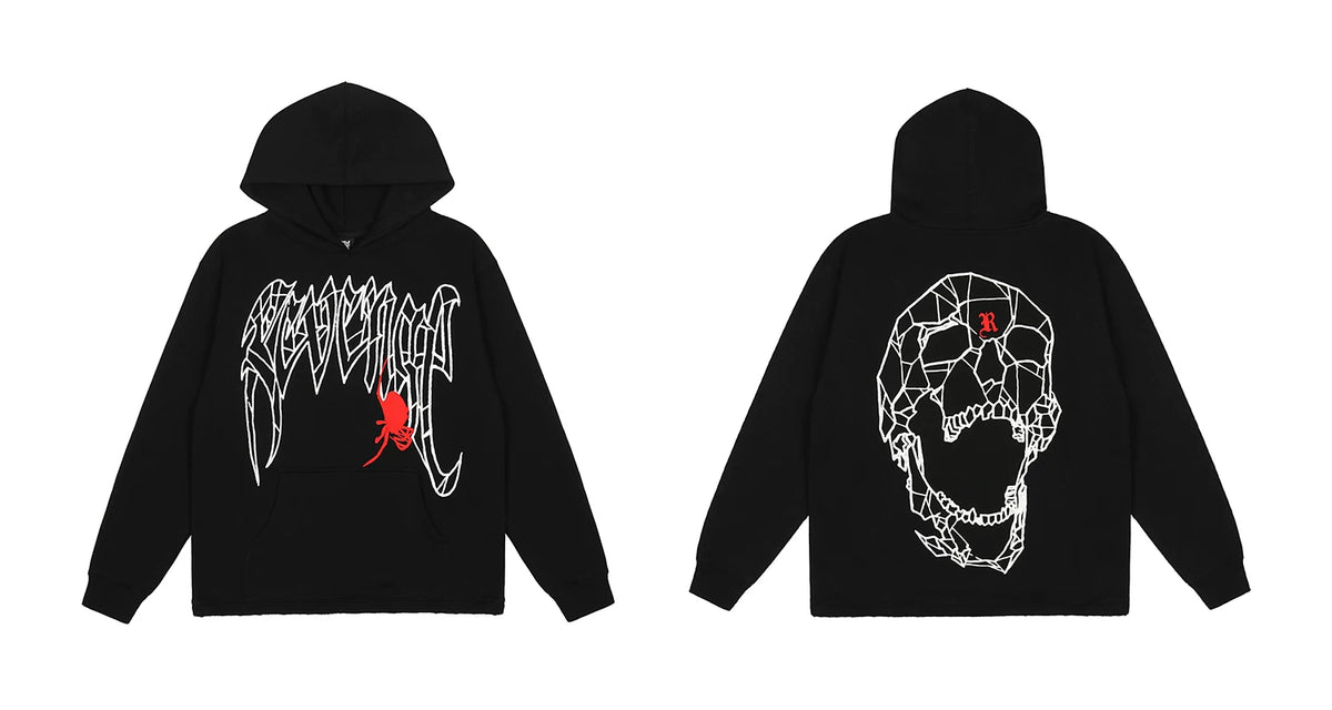 Revenge Spider Polygon Skull Graphic Hoodie