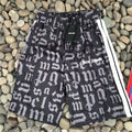 Palm Angels Black Grey Gothic Letter Print Shorts Unisex Classic Street Shorts