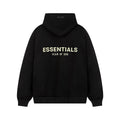Fog Essentials Cream‑Logo Black Oversized Drop‑Shoulder Pullover Hoodie