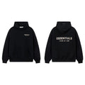 Fog Essentials Black Fleece‑Lined Oversized Pullover Hoodie Chest Logo
