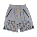Rhude Large Outline Logo Print Drawstring Grey Streetwear Shorts