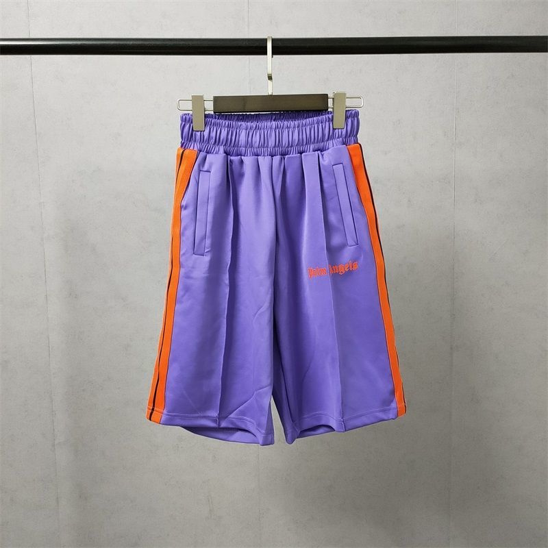Palm Angels Purple Orange Contrast Side Stripe Shorts Unisex Trendy Street Shorts