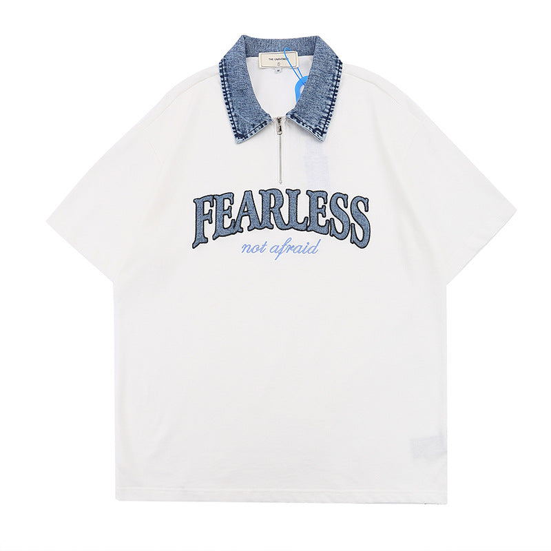 Men T-Shirt Summer Embroidered Loose Short Sleeve T-shirt