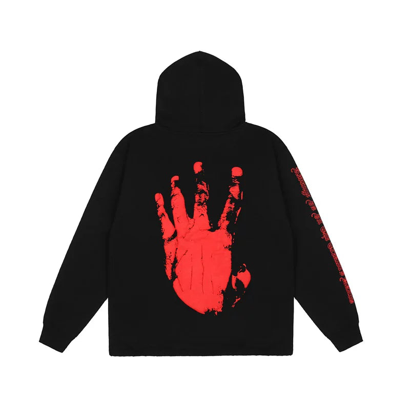 Revenge Red Gothic Logo Sleeve Print Hoodie