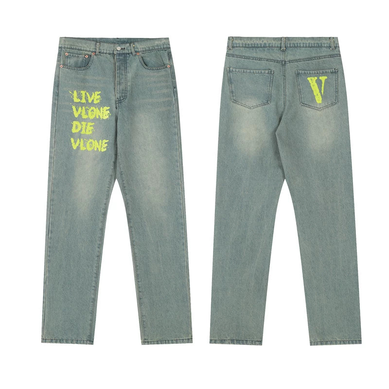 VLONE LIVE VLONE DIE VLONE Graffiti Straight‑Leg Jeans
