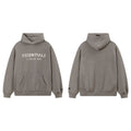 Fog Essentials Dark Greige Fleece‑Lined Oversized Pullover Hoodie Chest Logo Print
