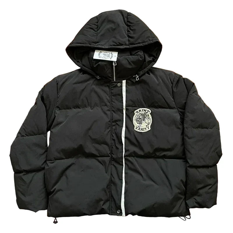 SAINT VANITY Fashion V-neck Hooded Embroidered Down Jacket