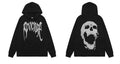 Revenge White Gothic Logo Screaming Skull Hoodie