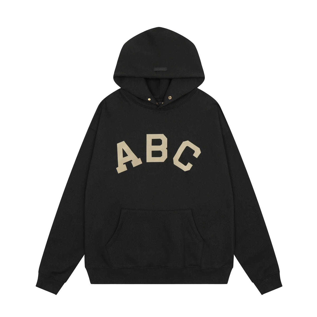 Fog Essentials Black Beige Arch ABC Graphic Loose Street‑Style Pullover Hoodie