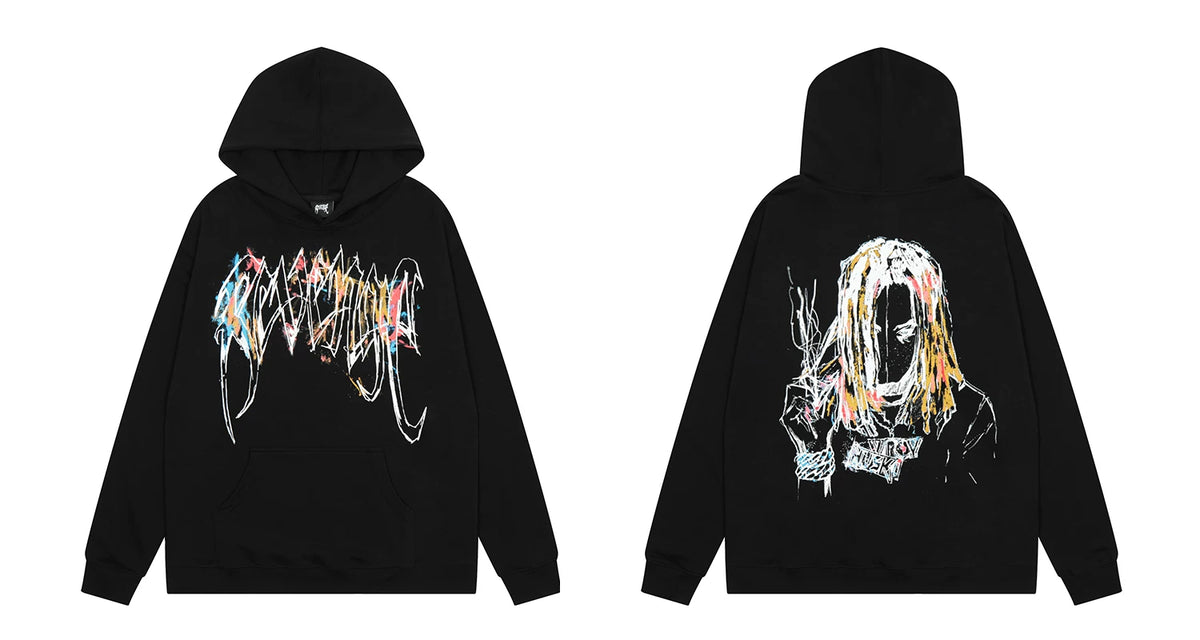Revenge Multicolor Graffiti Gothic Logo Character Portrait Hoodie