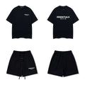 Fog Essentials Black Logo 2‑Piece Outfit Oversized T‑Shirt & Drawstring Sweat Shorts Street Co‑ord Set