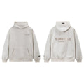 Fog Essentials Oatmeal Heather Fleece‑Lined Oversized Pullover Hoodie Chest Logo Print