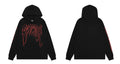 Revenge Red Outline Gothic Logo Sleeve Text Hoodie