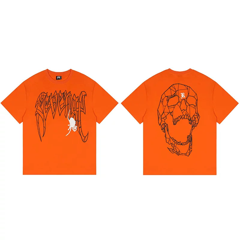 Revenge Spider Polygon Skull Graphic T‑Shirt