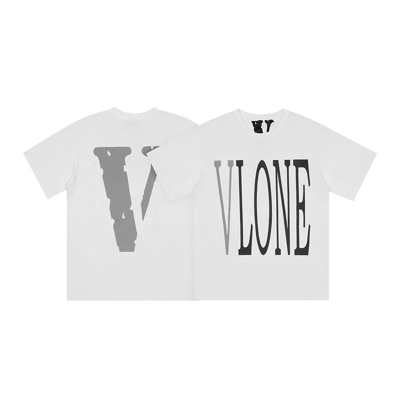 VLONE Distressed Big V Logo Short Sleeve T‑Shirt