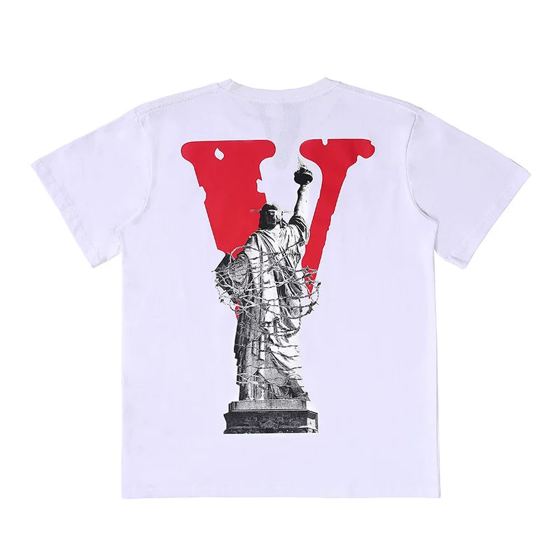VLONE Barbed Wire Statue Of Liberty Logo Short Sleeve T‑Shirt