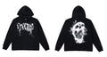 Revenge White Distorted Gothic Script Smoke Skull Hoodie