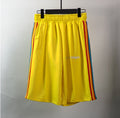 Palm Angels Yellow Rainbow Side Stripe Shorts Unisex Hip Hop Streetwear Shorts