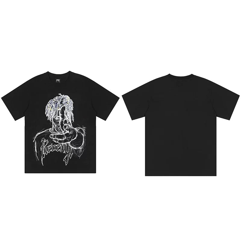 Revenge Sketch Portrait Front Graphic T‑Shirt