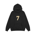 Fog Essentials Black Oversized Hoodie With Gold Number 7 Chest Print