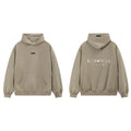 Fog Essentials Khaki Fleece‑Lined Oversized Pullover Hoodie Chest Logo