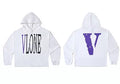 VLONE Purple Big V Logo Hoodie White