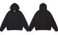 Fog Essentials Black Tonal Embossed Back Logo Zip‑Up Hoodie, Oversized Heavy‑Weight Street Jacket