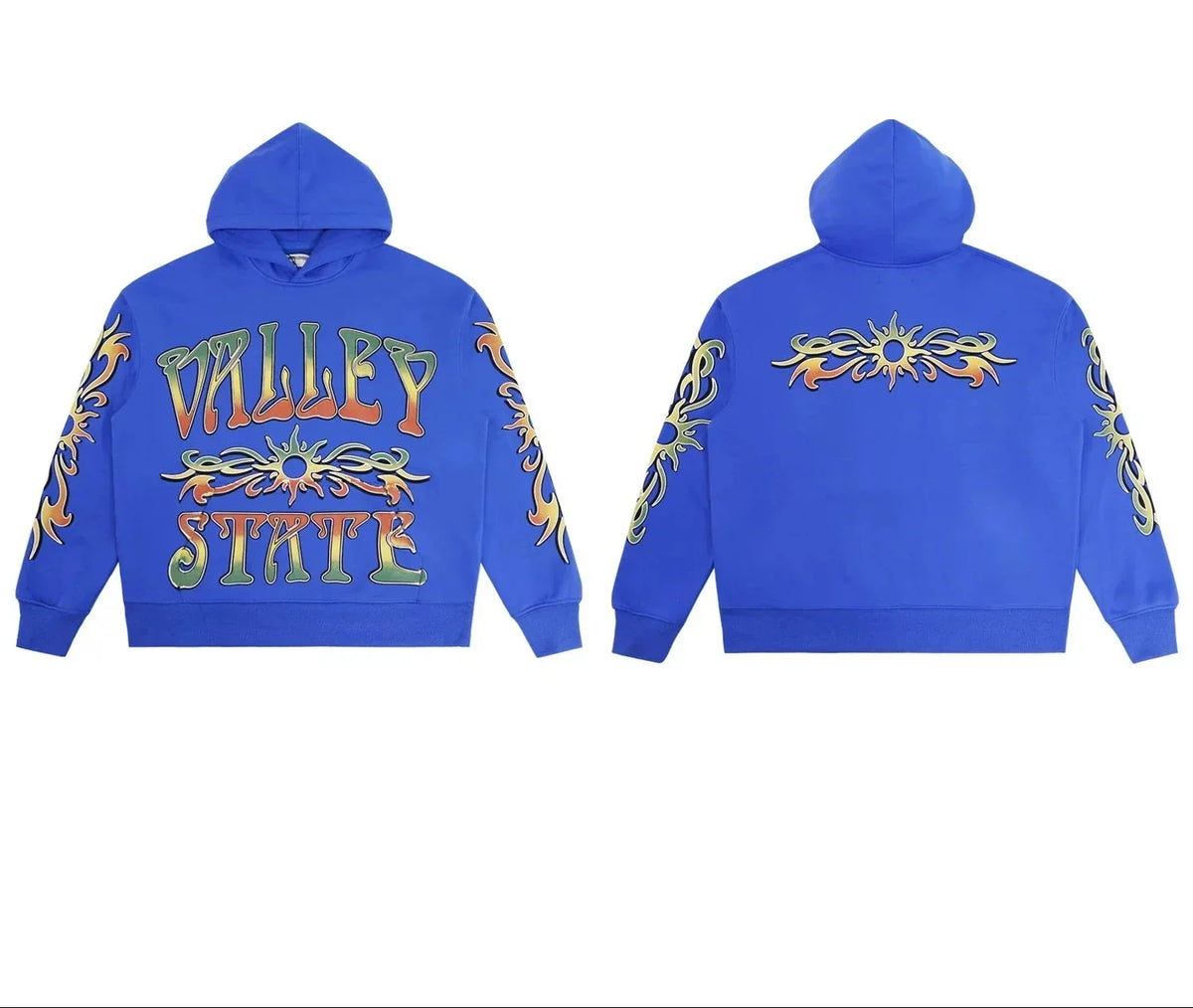 Valleydream Blue Valley State Tribal Print Hooded Sweatshirt