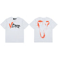 VLONE Graffiti Spray Paint Big V Logo Short Sleeve T‑Shirt