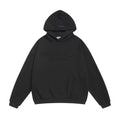 Fog Essentials Black Embossed Front Logo Hoodie, Baggy Heavy‑Weight Casual Hooded Sweatshirt