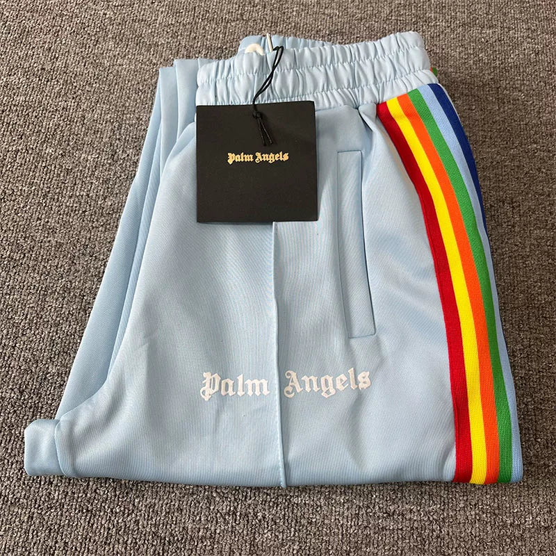 Palm Angels Light Grey Rainbow Track Pants Unisex