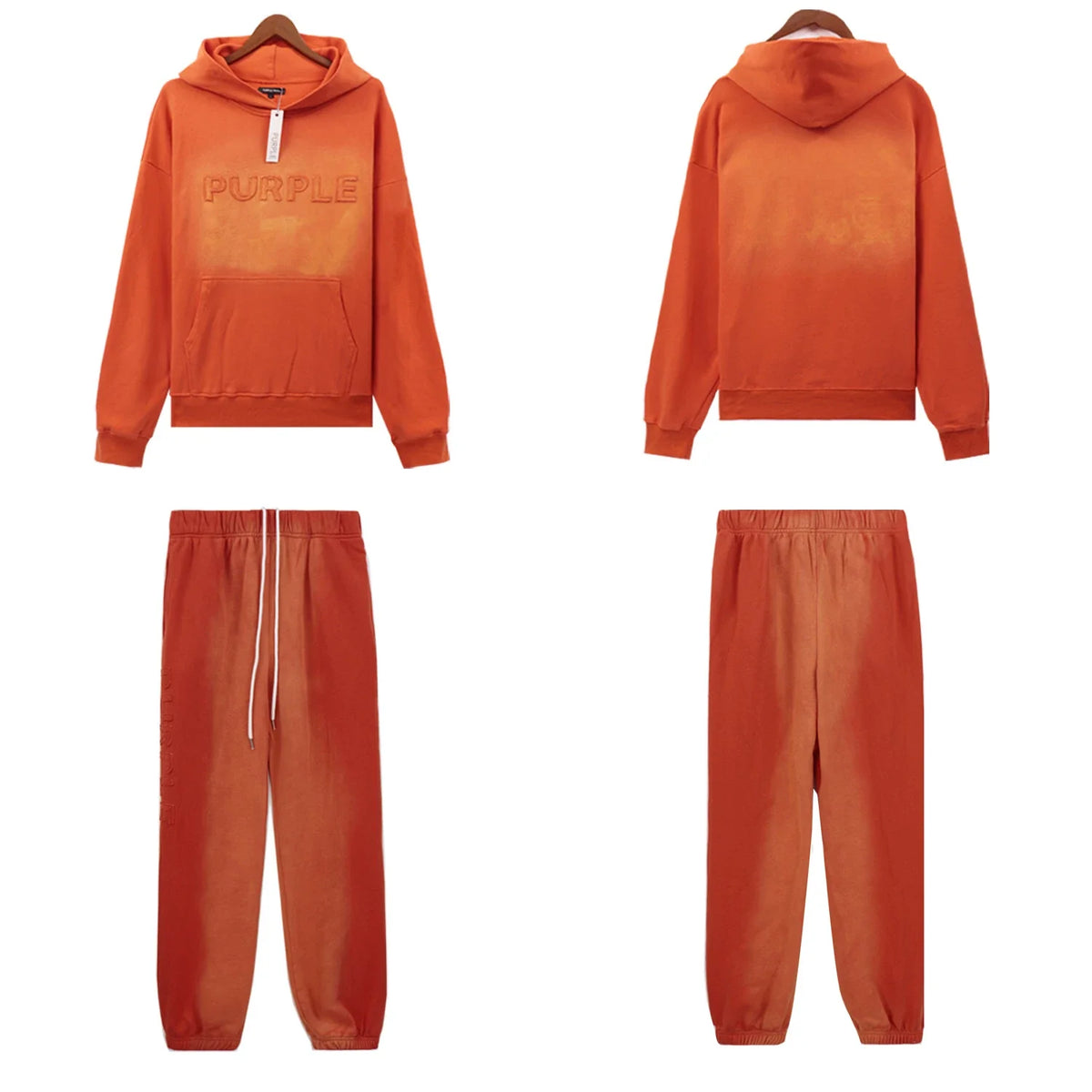 Palm Angels PURPLE Orange Faded Hoodie Tracksuit 2Pcs