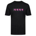 Yelir Pink Distorted Letter Print Black Crew Neck Short Sleeve T-Shirt
