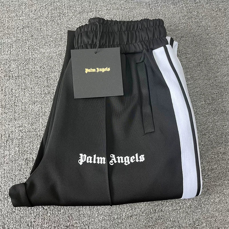 Palm Angels Black White Stripe Track Pants Unisex