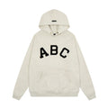 Fog Essentials Heather Oatmeal Black Varsity ABC Print Casual Oversized Hoodie