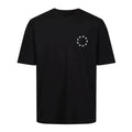 Yelir Small White Circular Graphic Black Minimalist Crew Neck T-Shirt