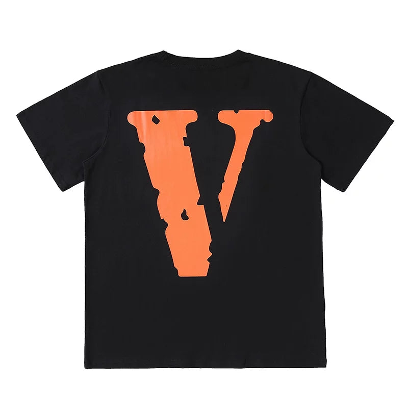 VLONE FRIENDS‑ Orange Big V Logo Short Sleeve T‑Shirt